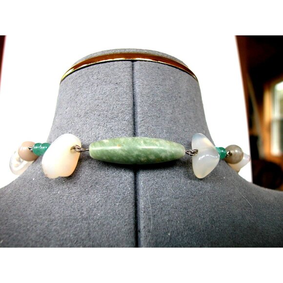 Jadeite & Glass Necklace & Green Accents 28" - Picture 4 of 4
